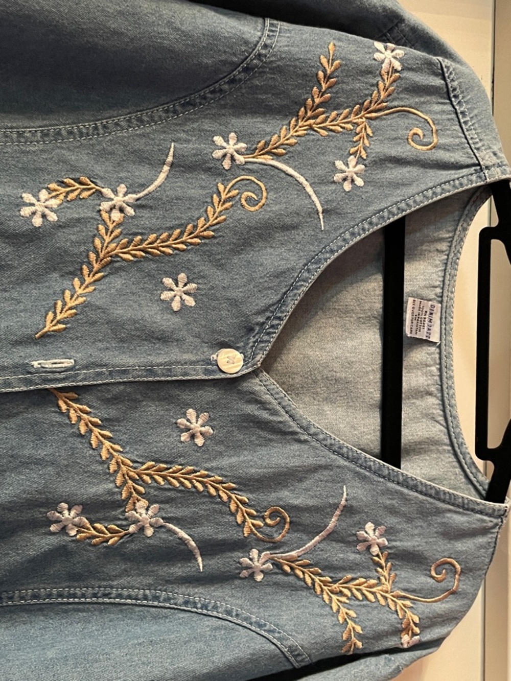 Light Wash Embroidered Button-Front Maxi Dress - Picture 3 of 3